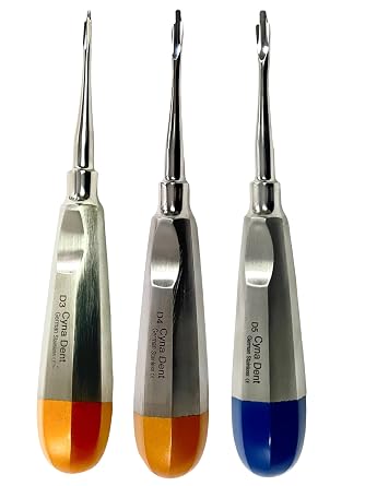 New German Stainless Set of 3 LUXATING PERIOTOMES Dental ATRAUMATIC EXTRACTING Elevators 3MM 4MM 5MM