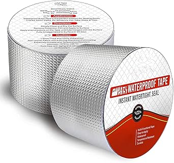 TRUshopper UPGRADED 10meter Aluminium Foil Self Adhesive Sealant UV Protection Waterproof Tape Suitable for Roof Leak, Surface Crack, Window Sill Gap, Pipe Rupture, Boat Sealing, Home Renovation (Silver - 10meter)