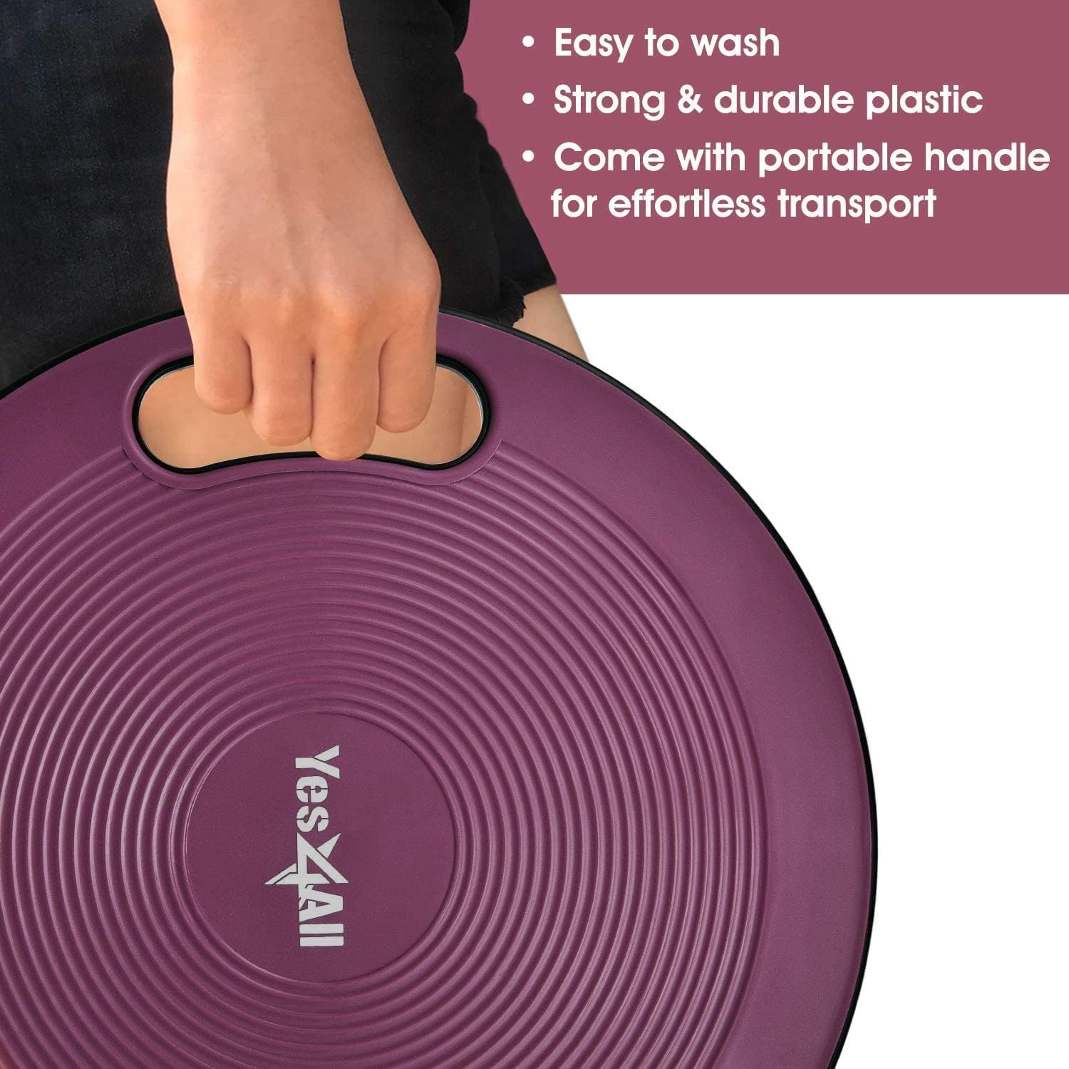 Yes4All plastikowa deska do balansowania – okrągła deska do trenowania równowagi, deska do kołysania się przy biurku stojącym, trening całego ciała, trening domowej siłowni