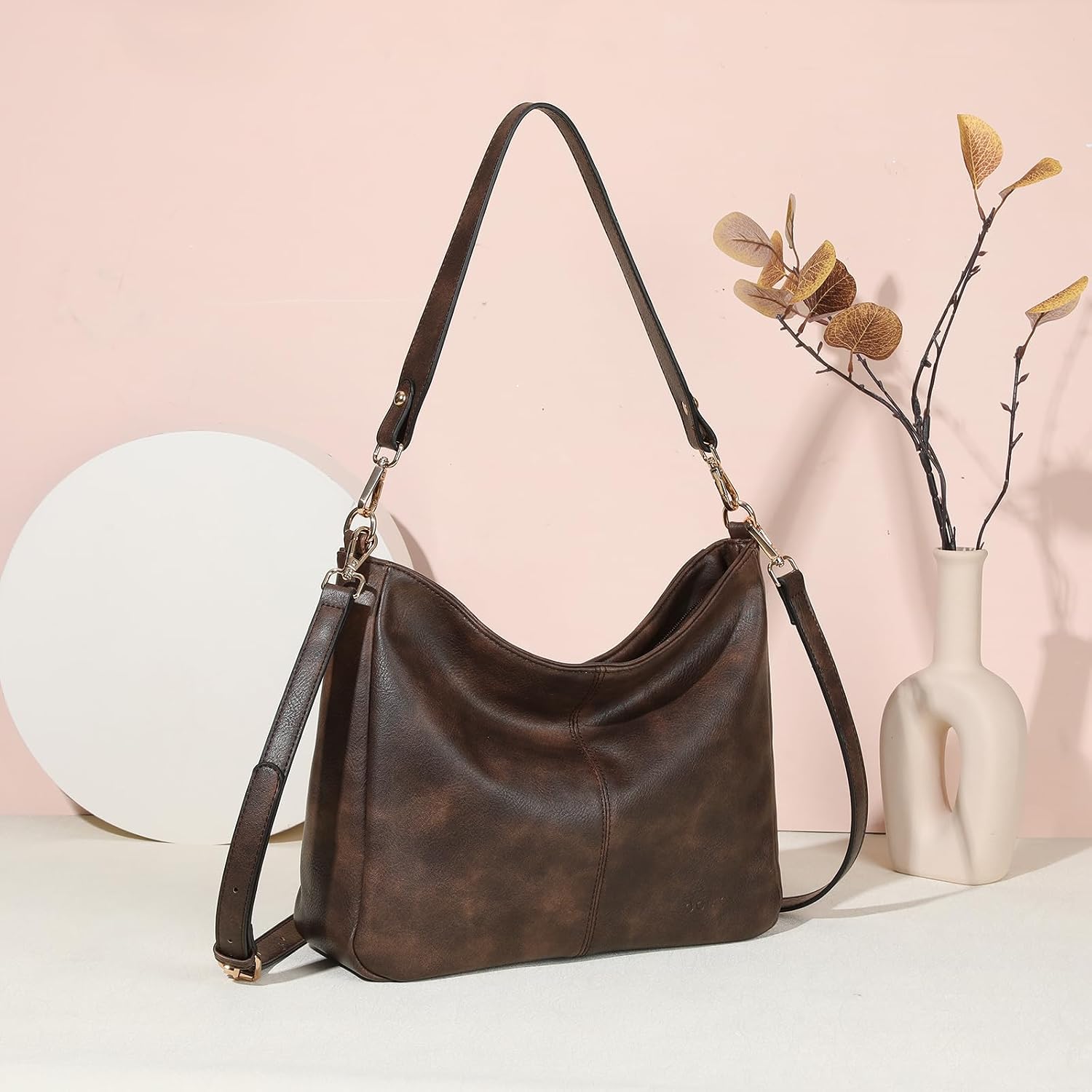 GOIACII Hobo Bags for Women, Soft Leather Shoulder Crossbody Purse, Ladies Large Casual Tote Handbag Multi Pocket