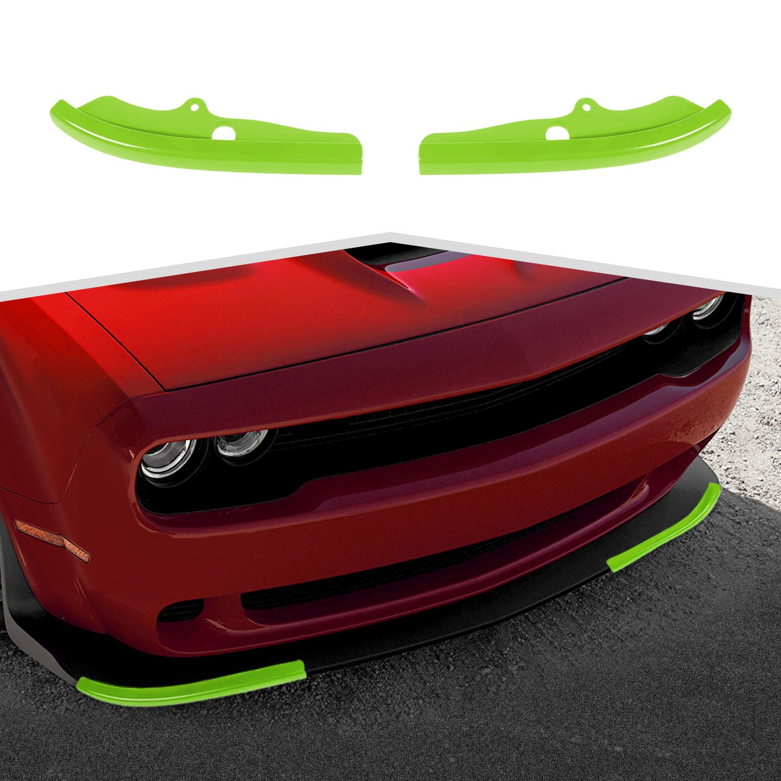 Front Bumper Lip Splitter Protector Cover Compatible with 2015 2016 2017 2018 2019 2020 2021 2022 2023 Dodge Challenger R/T GT SRT(Light Green)……