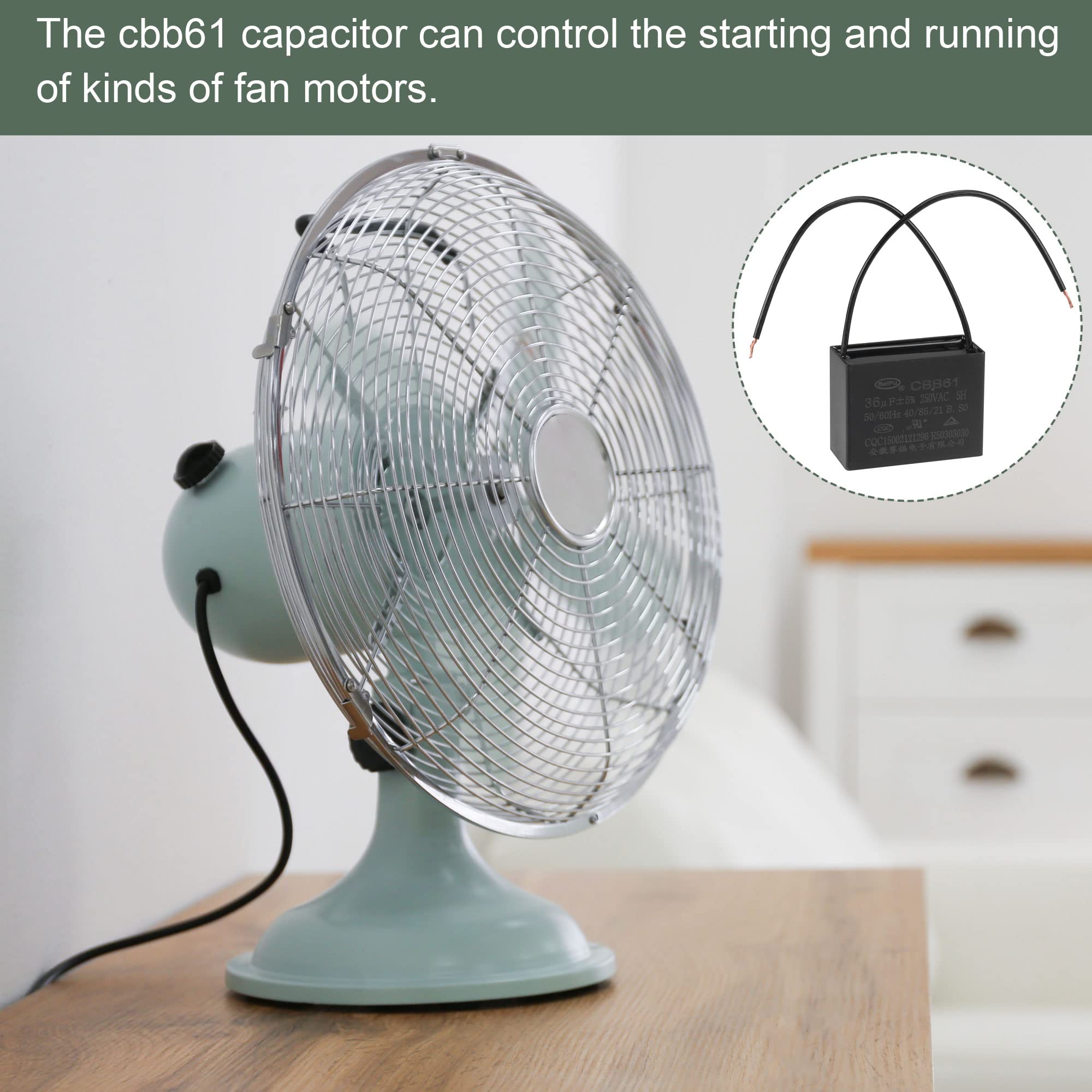 3 uds condensador de ventilador de techo CBB61, condensador de película de polipropileno metalizado ideal for ventiladores bombas motores en funcionamiento