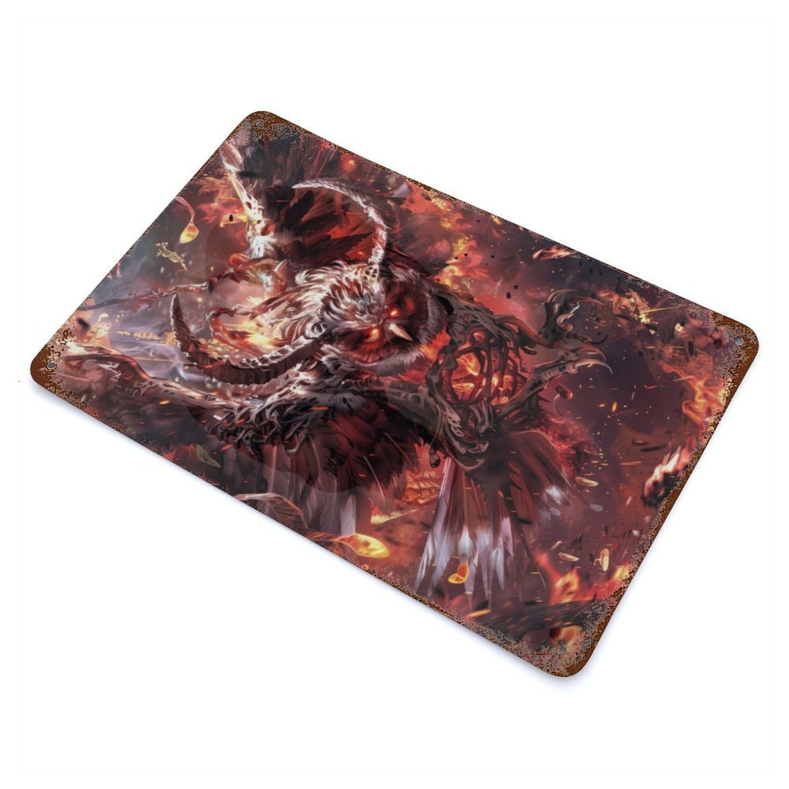 Demonic Owl From Hell 11.8"x7.9" Decorative Tin Sign, Classic Wall Plaque for Cafe, Home Bar And Lounge Decor