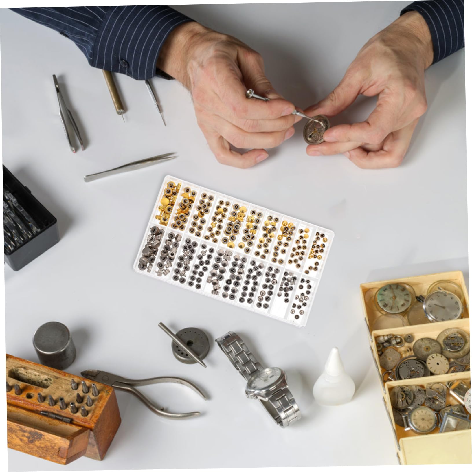 VANZACK Kit de Piezas para Relojes Juego Profesional de Piezas Reemplazables para Reparación de Relojes en Casa o Taller