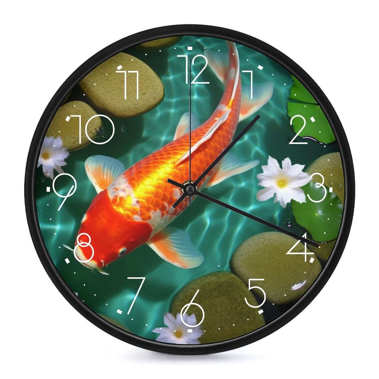 Horloge japonaise carpe vintage ronde 25cm silencieuse pour éliminer les bruits de tic-tac