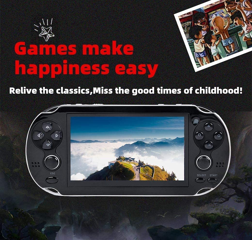 CHROX Console per Videogiochi Portatile MP4 con Doppio Joystick da 5,1 Pollici, Ergonomia, Supporto per L'aspetto, Salvataggio Istantaneo/Caricamento Build in 1500 Giochi, Regalo di Natale