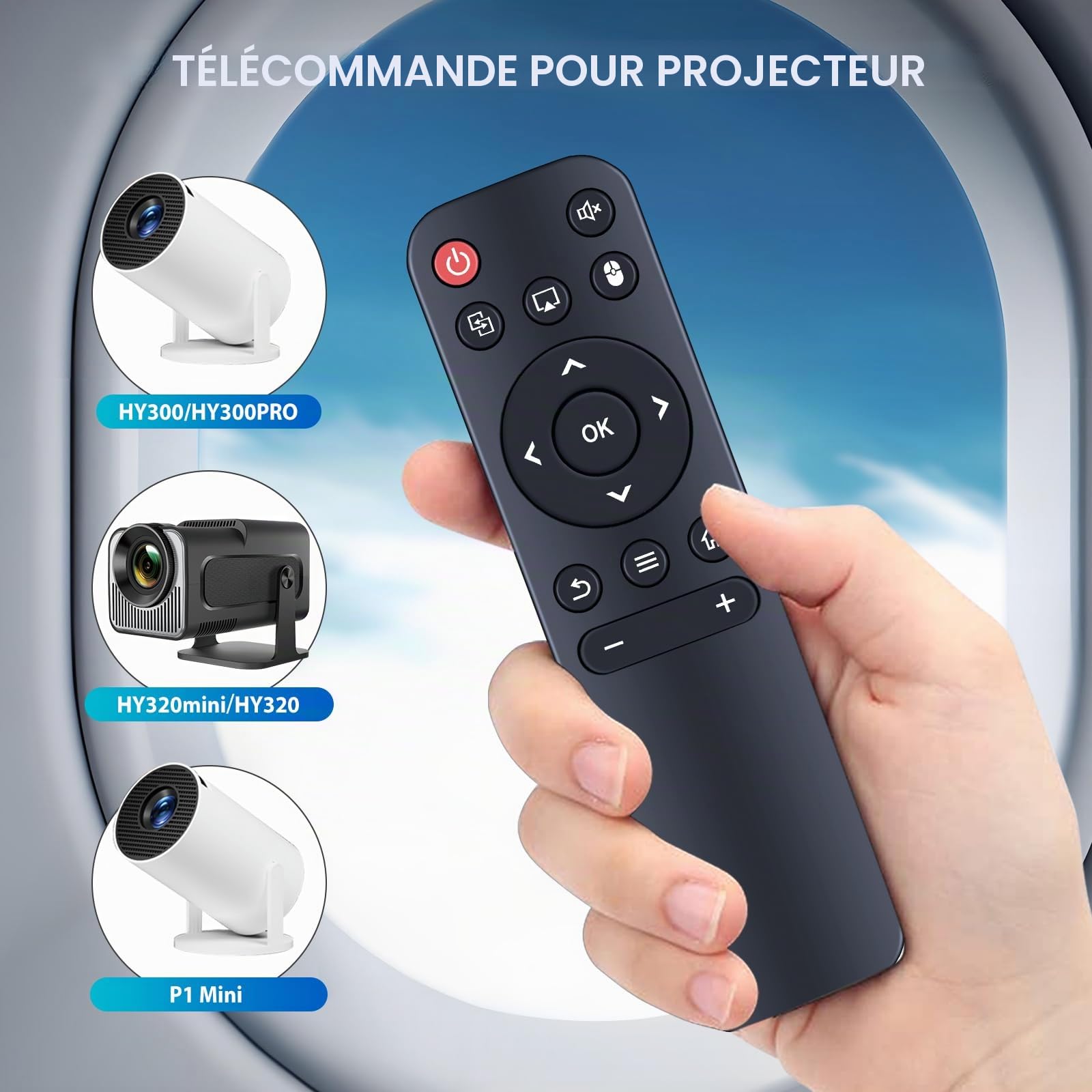 Télécommande de Remplacement pour Projecteur HY300, HY300 Pro, Compatible Gaimoo GM200, Xgody HY300Pro