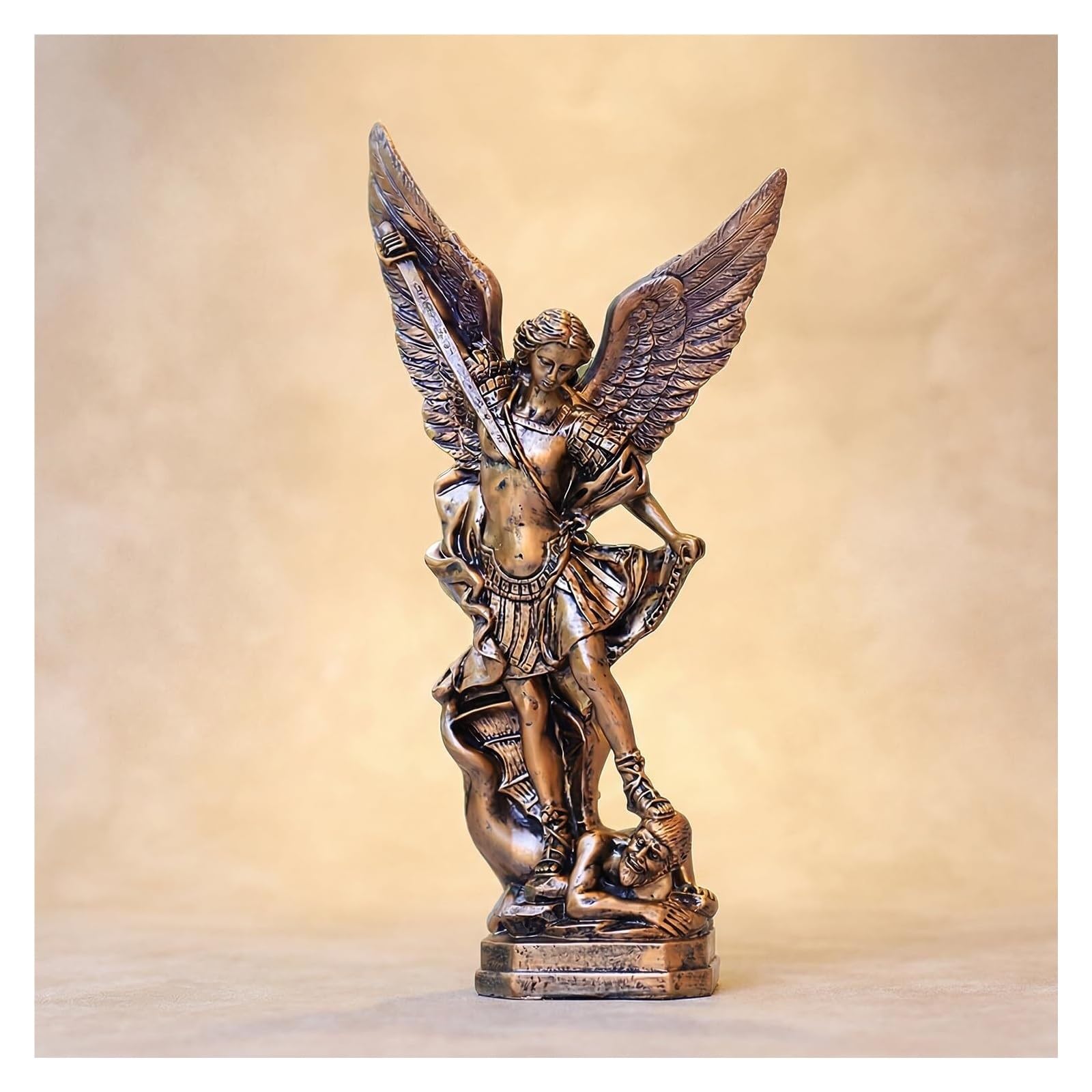 Statue de Miguel Arcangel 8,5 pouces Saint Michel Archange figurine de décoration de bureau bronze