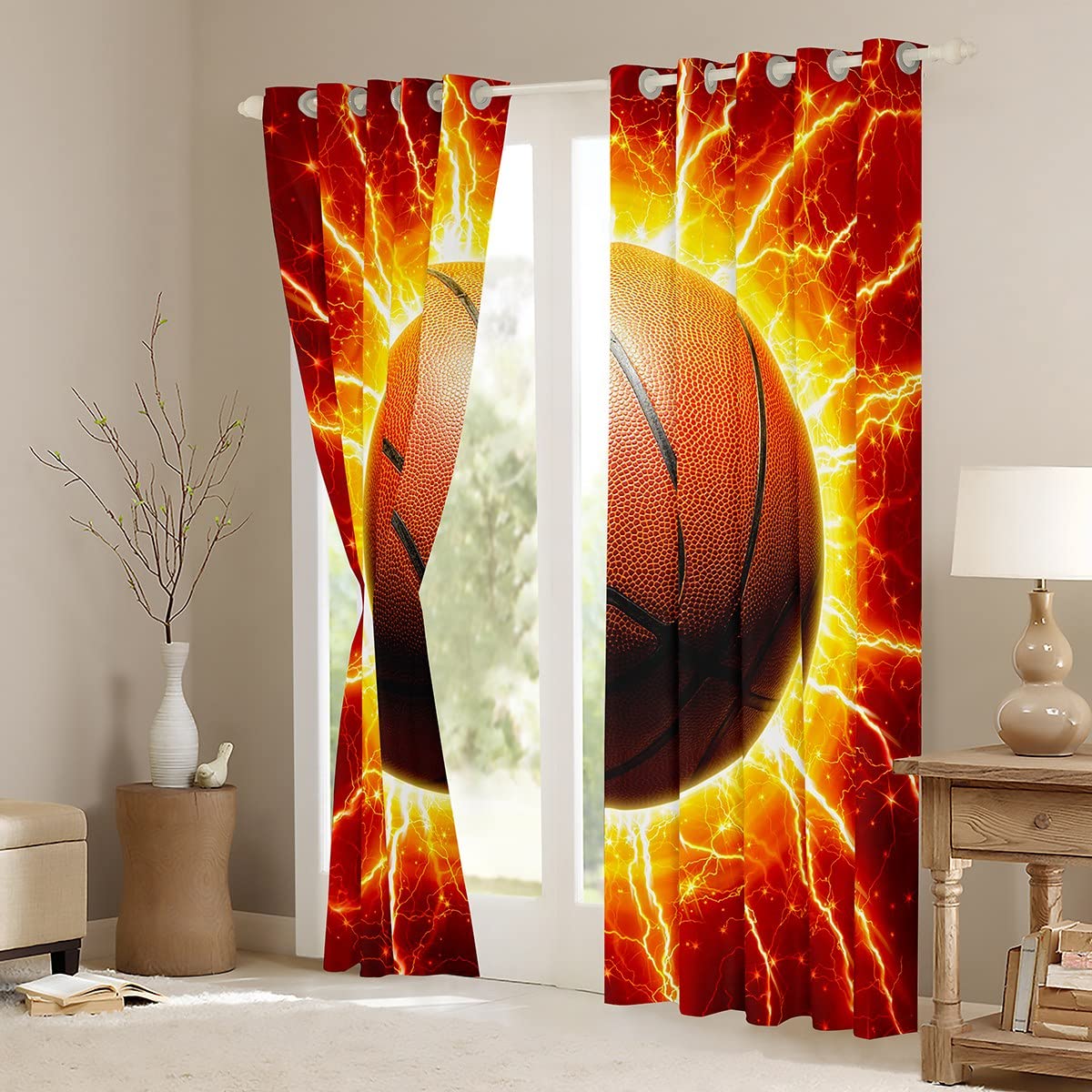 Pallacanestro Bambini Tende oscuranti Gaming Sport Tende per camera da letto Soggiorno per Ragazzi Bambini Adolescenti Giochi con la palla Tende Regalo per gli amanti del basket Trattamenti per fines