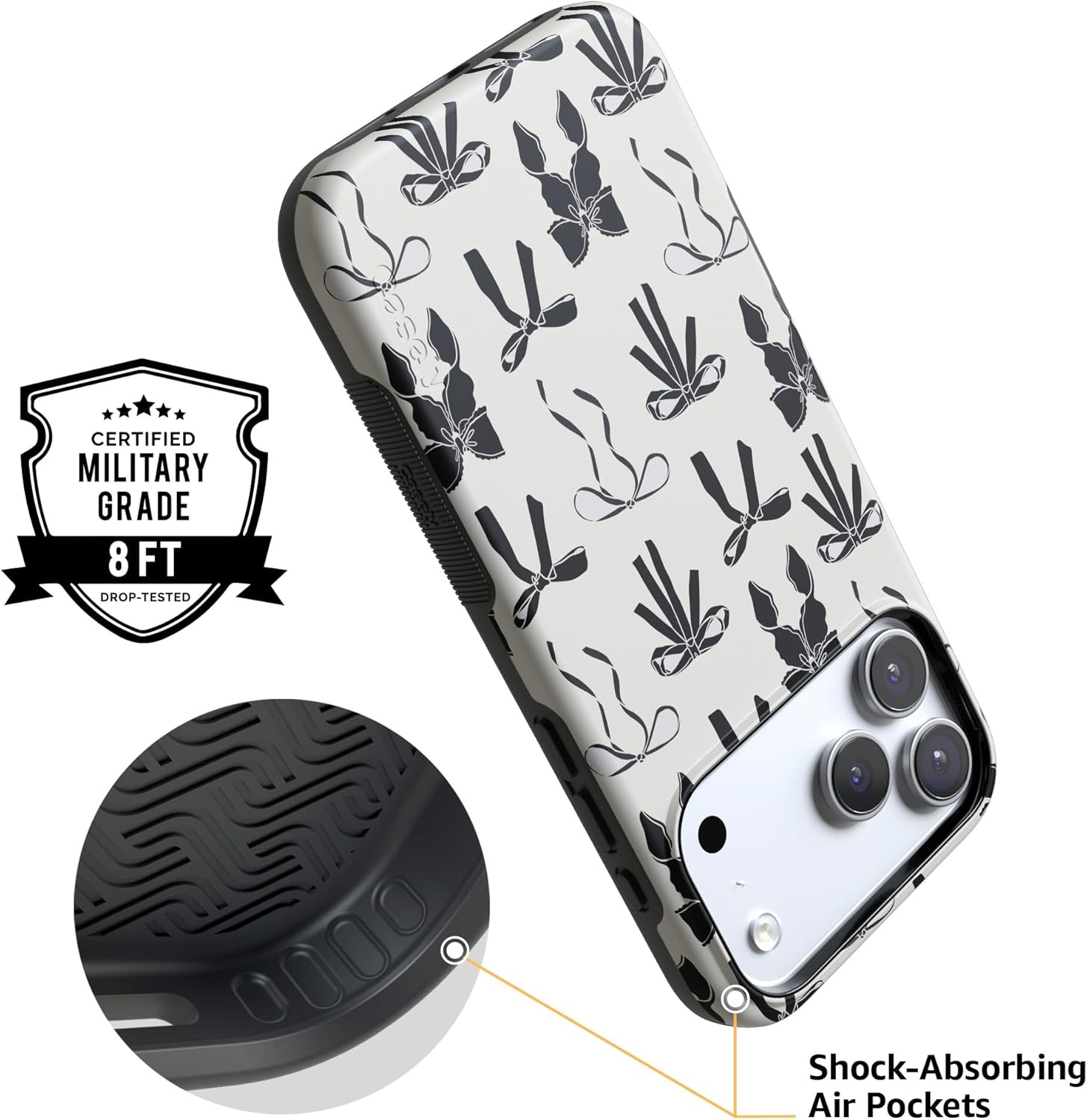 Casely iPhone 17 Pro Max Case | Goth Girlie | Black Bows | Bold Protective Design | Compatible with MagSafe