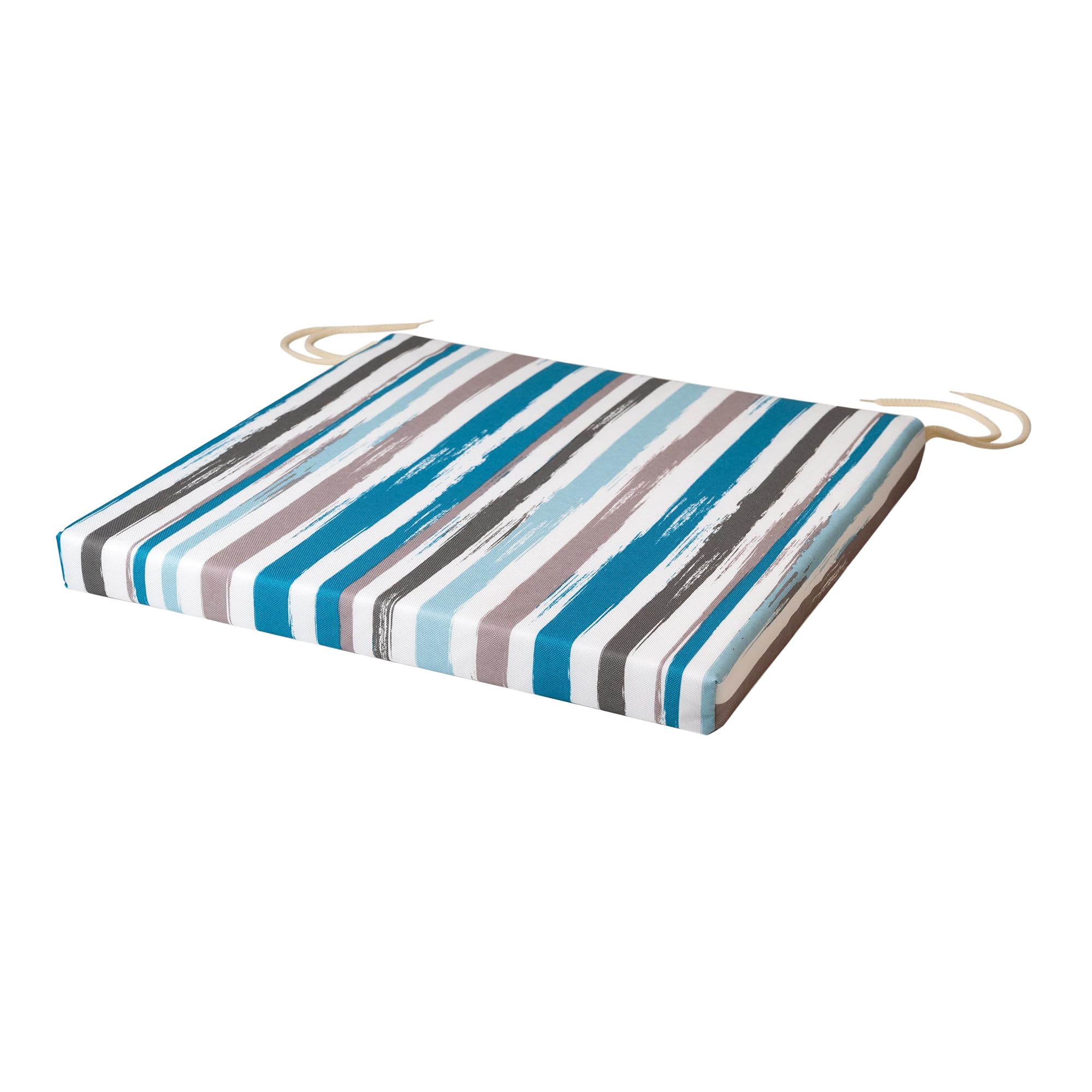 Softillo Stripes Patio Chair Cushion With Seat Ties - Indoor And Outdoor Furniture Seating - Water-Resistant Polyester - Kitchen Dining, Lawn & Garden, Coffee Shop Use - 36 X 36 Cm