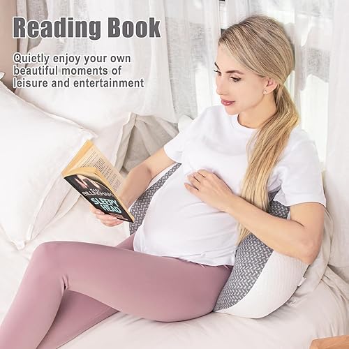 Miniatura 8 de Chilling Home Almohada de embarazo, almohada de maternidad para mujeres embarazadas, almohadas de embarazo para dormir portátil, almohada de cuña de