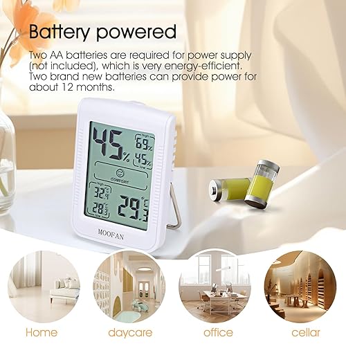 Miniatura 6 de Termómetro digital higrómetro interior configura un monitor preciso de temperatura y humedad con actualización rápida de 5 segundos,