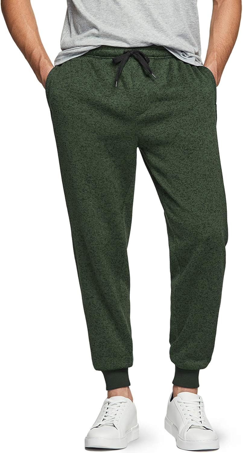 TSLA Men's Winter Fleece Jogger Pants, Athletic Sports Sweatpants, Running Tapered Sweatpants with Pockets