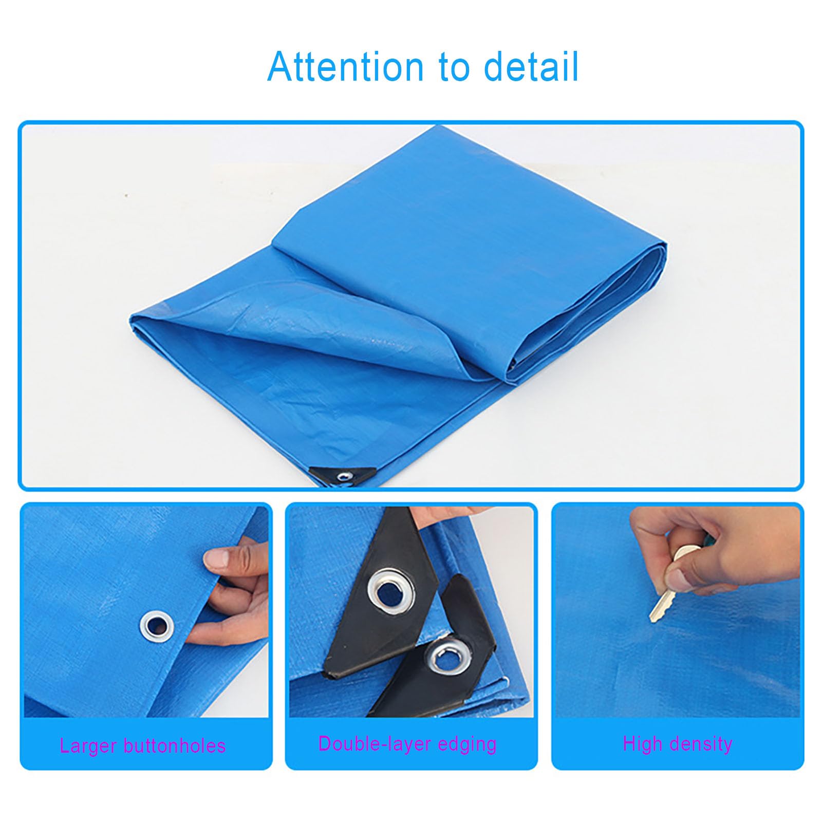 Lona Impermeable Exterior 250 x 250 cm Resistente a Los Rayos UV Lona de Construcción Varios Tamaños Distintos a Elegir para Terrazas Muebles Leña Jardín Piscina Coche, Azul