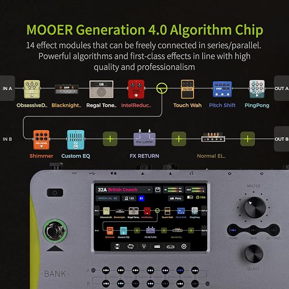 MOOER GE1000 Li Professional Guitar Multi Effects ProcessorLi-ion battery-powered with Wireless Footswitch Controller, MIDI Controller, XLR, FX LOOP, Expression