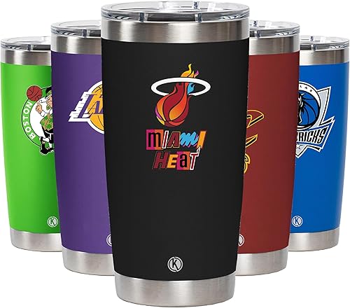 NBA Collection - Vaso aislado con tapa MagSlider de acero inoxidable al vacío, 20 onzas (Miami)