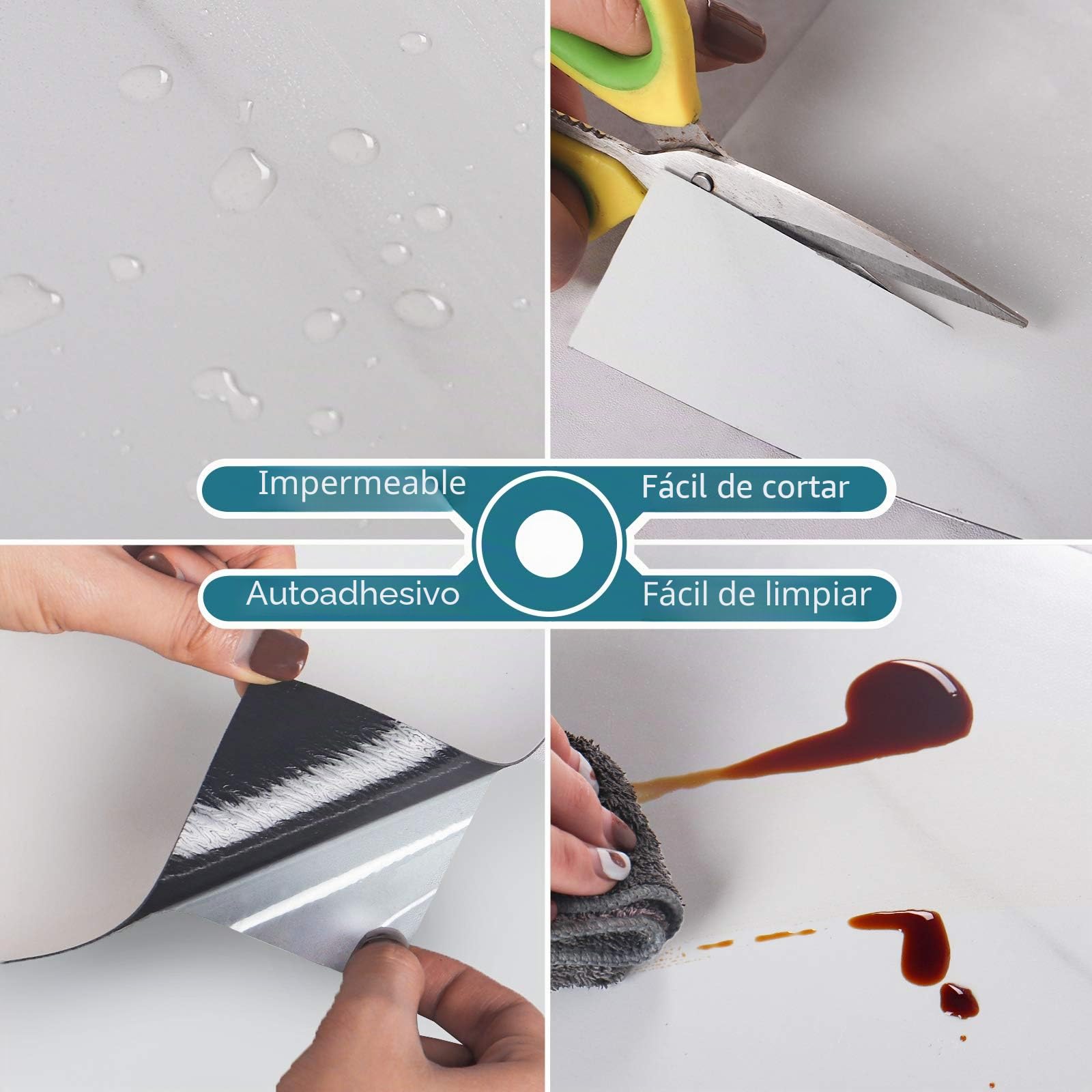 VEELIKE Adhesivo para Suelo de Mármol Azulejo de Baño Impermeable Autoadhesivo para Salpicaduras de Cocina Adhesivo para Azulejos Pelar y Pegar Decoración de Sala de Estar 24 Piezas 60cm x 30cm