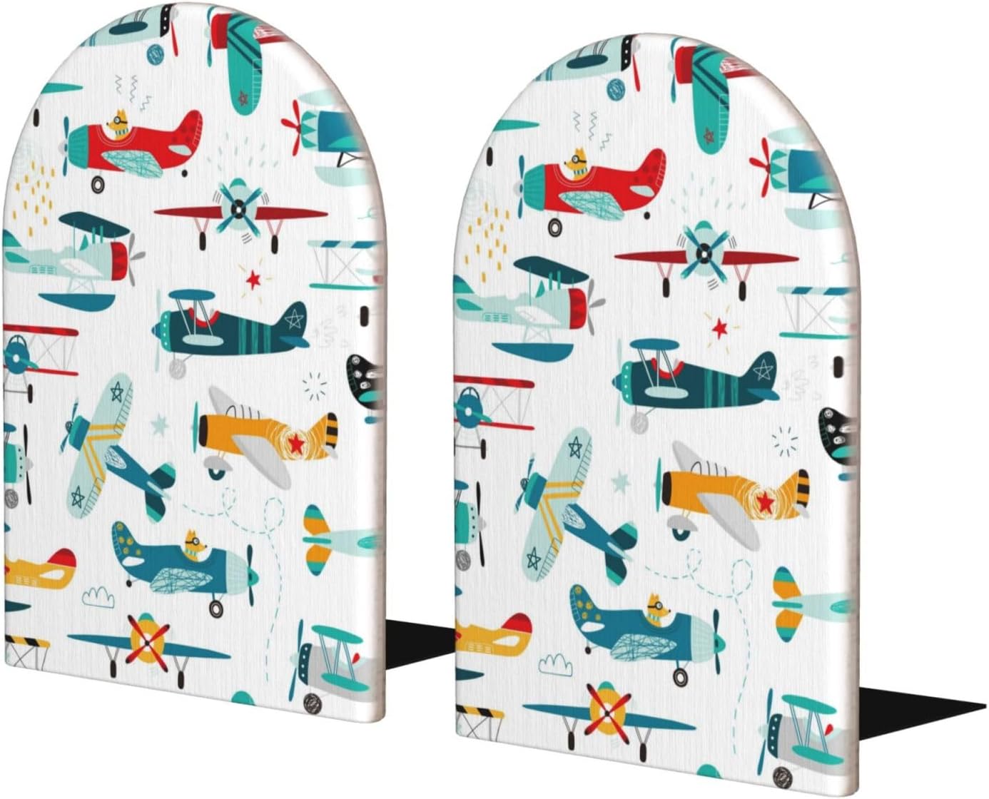 Cute Car Airplane Bookends Decorative Book Ends for Shelves Heavy Books Holder Organizer Non-Slip Desk Book End for Kids Room Office School Kitchen Home Desktop Decor 1 Pairs