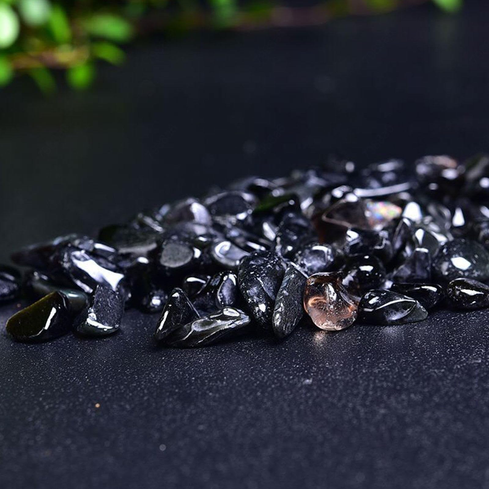 2.2lb/1kg Piedra Triturada de Virutas Caídas a Granel | Pequeñas Piedras Pulidas de Obsidiana Negra Natural | Cristal Curativo de Energía | Regalos | Reiki | Decoración del Hogar,7-9mm