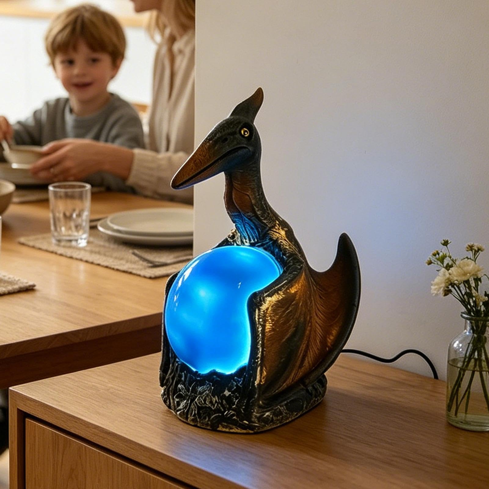 Generico Lampe dragon avec sculpture de bureau fantasy avec LED bleue