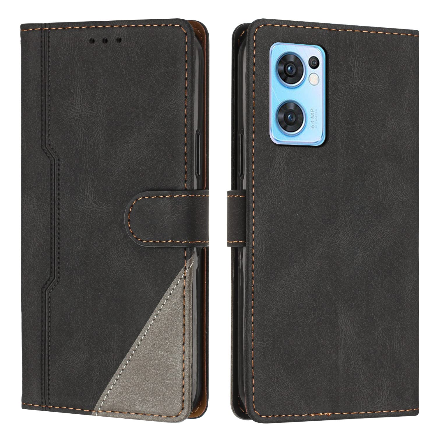 BRAND SET Cover A Portafoglio In Similpelle Per OPPO Reno7 5G / Find X5 Lite 5G – Con Chiusura Magnetica E Supporto – Nero