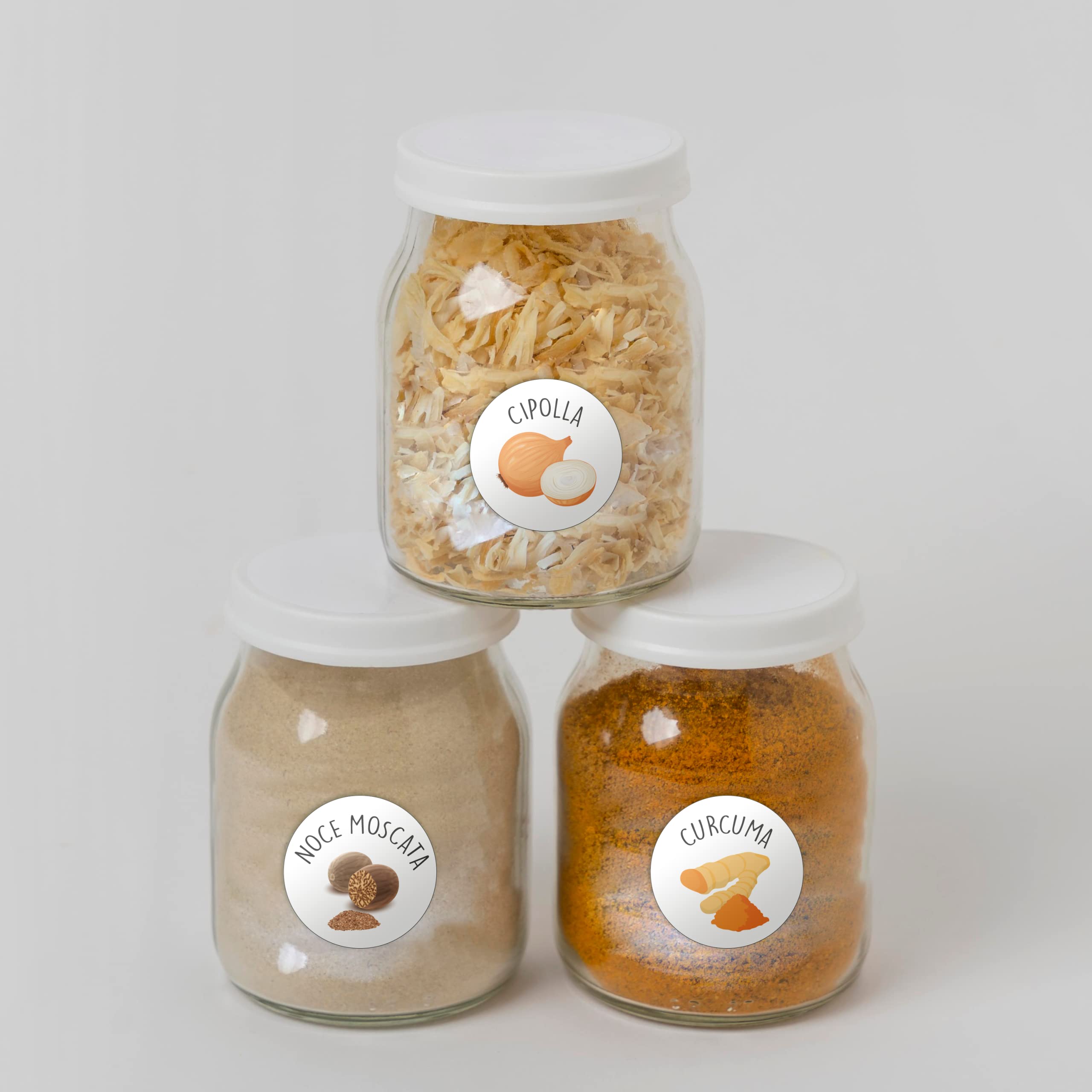 Etichette Adesive Per Barattoli Etichette Adesive Per Spezie - 70 Pezzi Trasparenti Con Scritte Bianche, Diametro 2.5cm, In Italiano, Made In Italy Etichette Per Barattoli