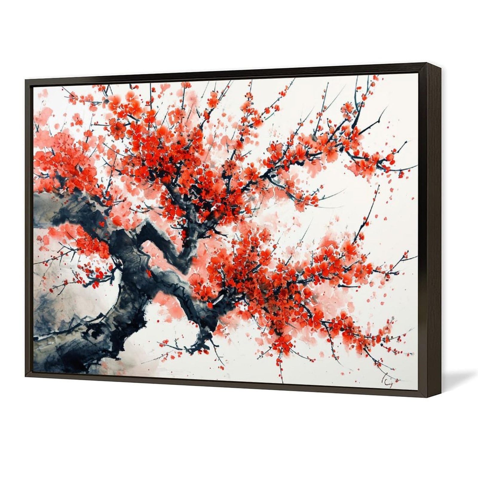 中国美術 水墨画【紅梅】額装 壁掛 絵画 fit=scale-down,w=1200