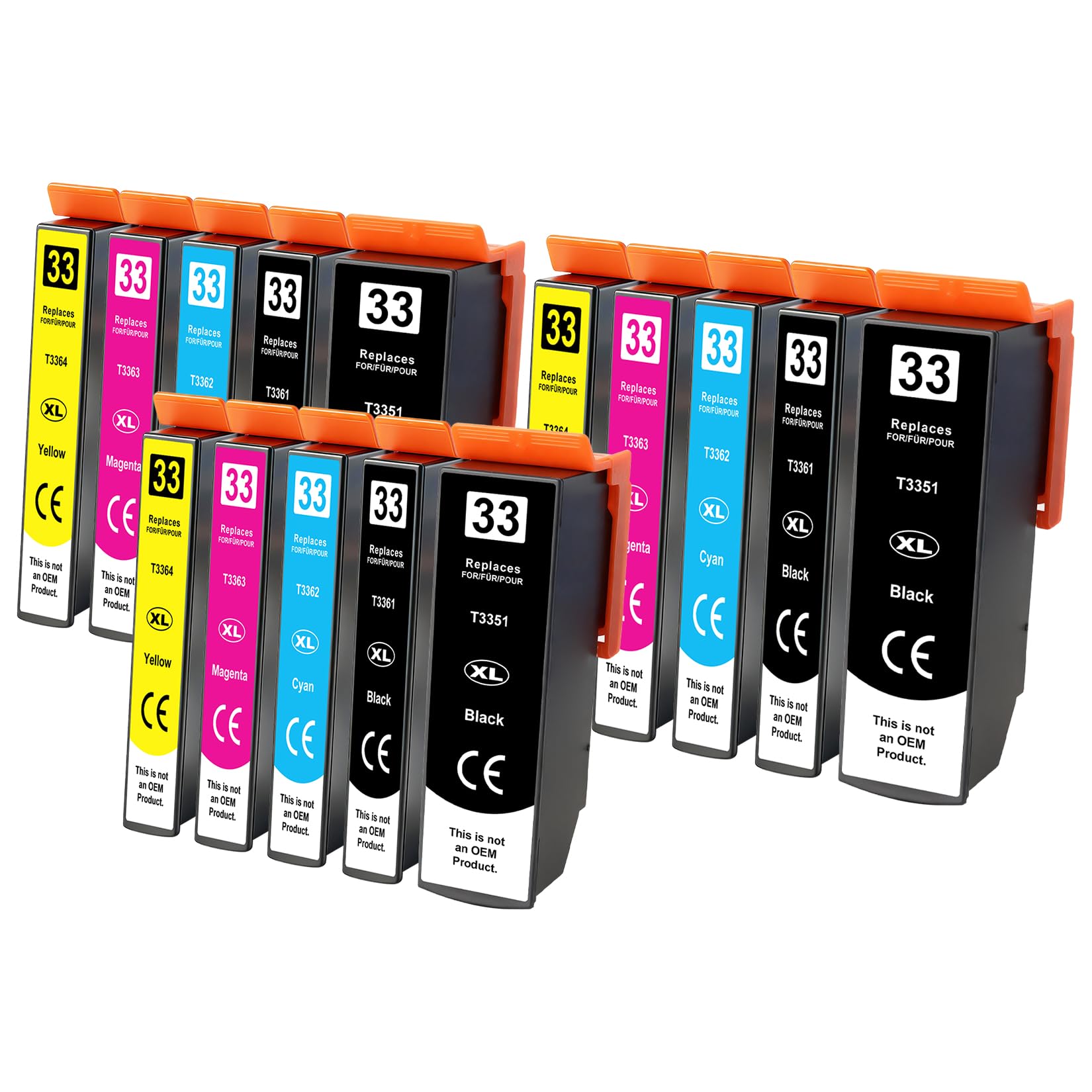 Yowell 15x 33XL Druckerpatronen Kompatibel für Epson 33XL 33 XL für Epson Expression Premium XP-530 XP-540 XP-7100 XP-900 XP-630 XP-635 XP-640 XP-645 XP-830