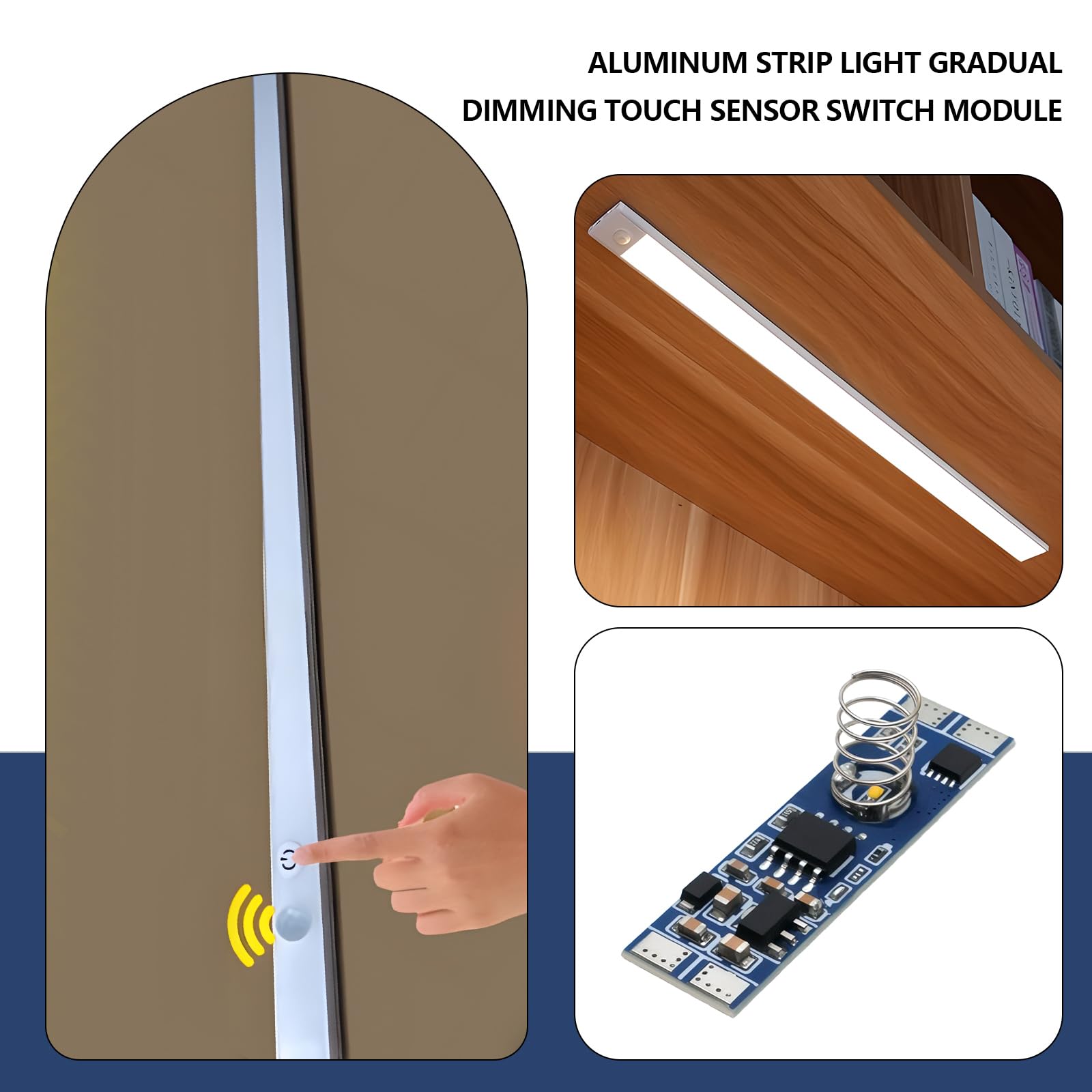 ECSiNG 2pcs 12-24V 4A LED Aluminum Strip Light Gradually Turns On Dimming Touch Sensing Switch Module 36x10mm Straight Tube Spring for Aluminum Profiles - Image 2