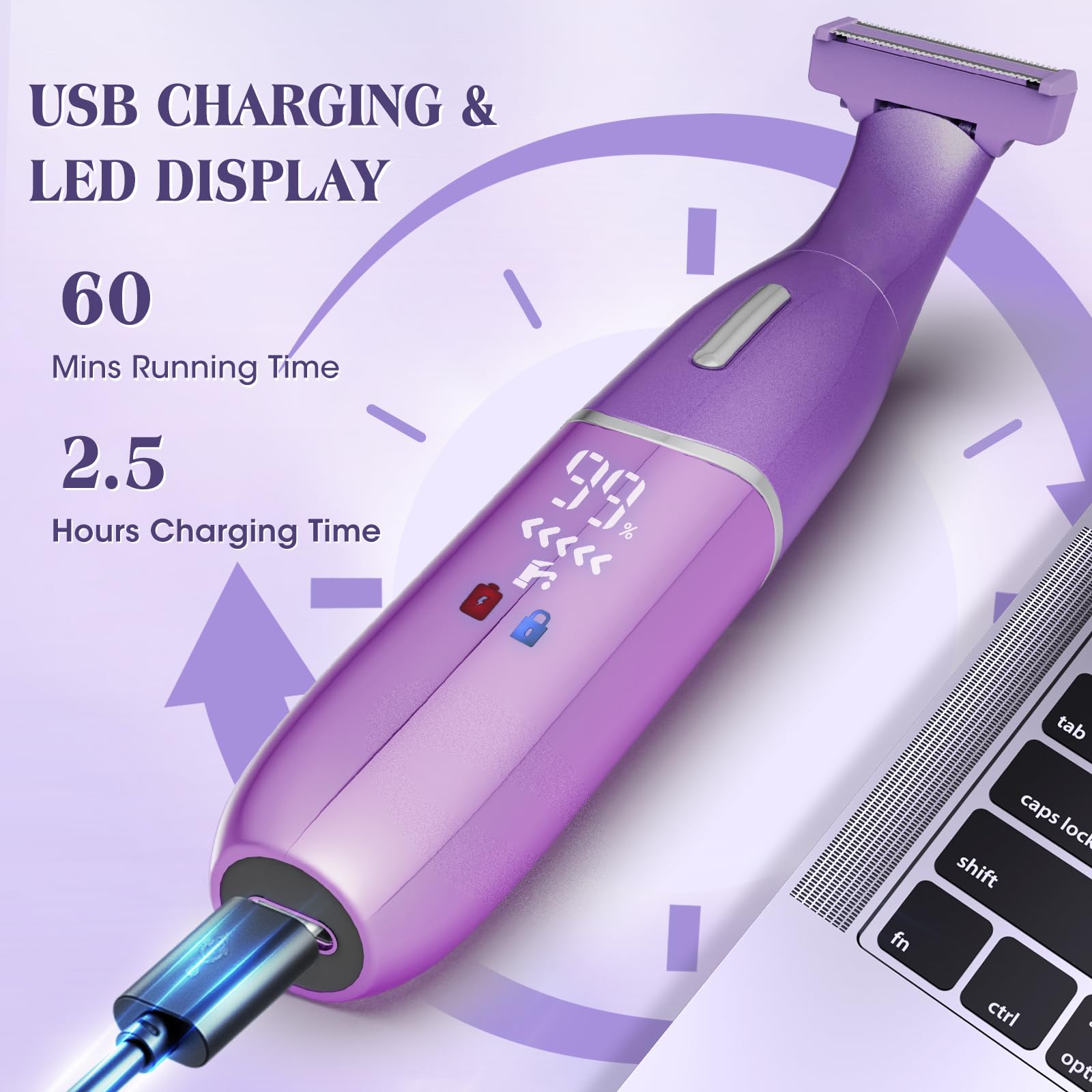 Maquinilla de afeitar eléctrica para mujer, 6 en 1, recortadora de bikini para mujeres y hombres, vello púbico, área privada, piernas, cejas, cara, nariz, cejas, depilación corporal, IPX5, impermeable
