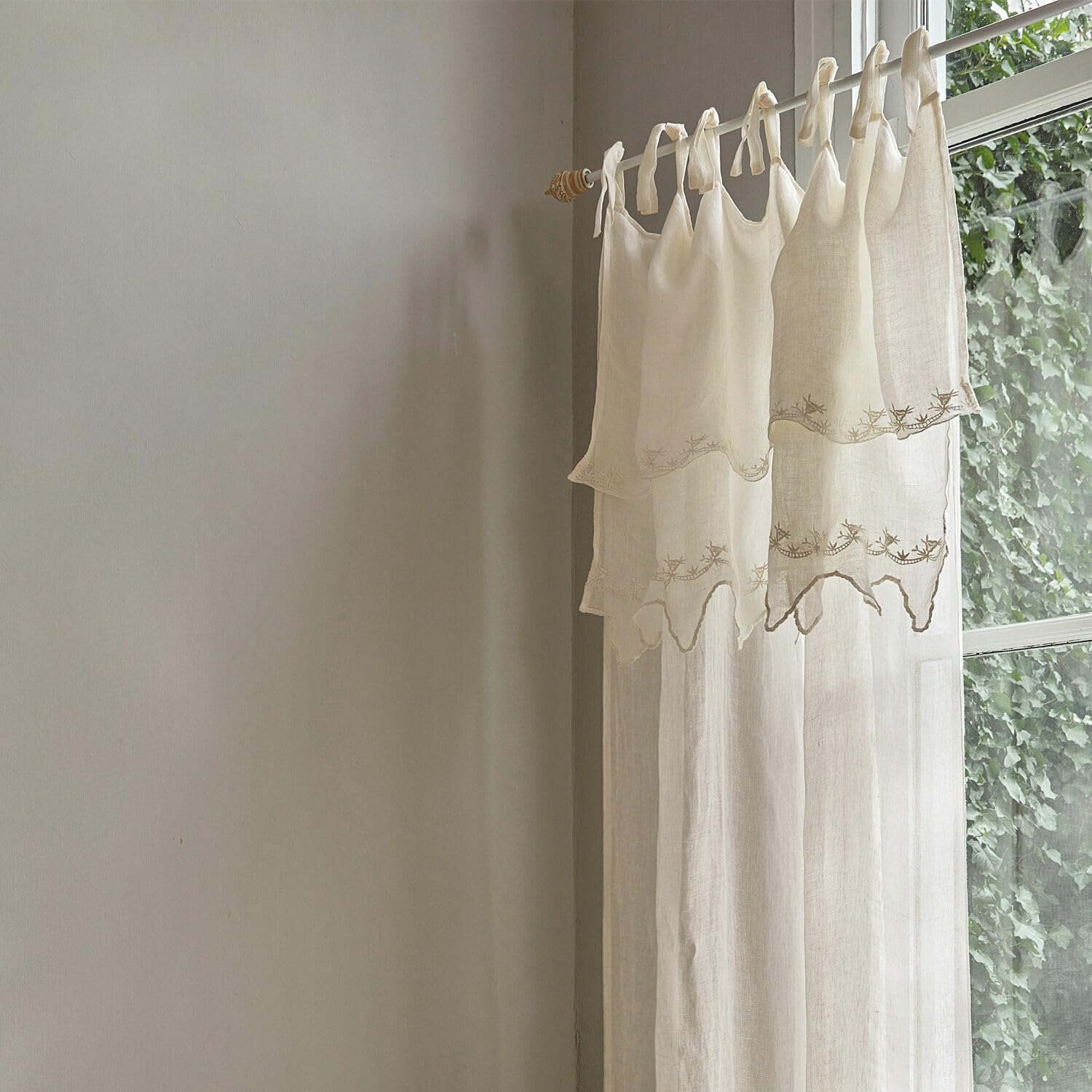 LOBERON Scheibengardine 2er Set Mayenne - Landhausstil In Creme