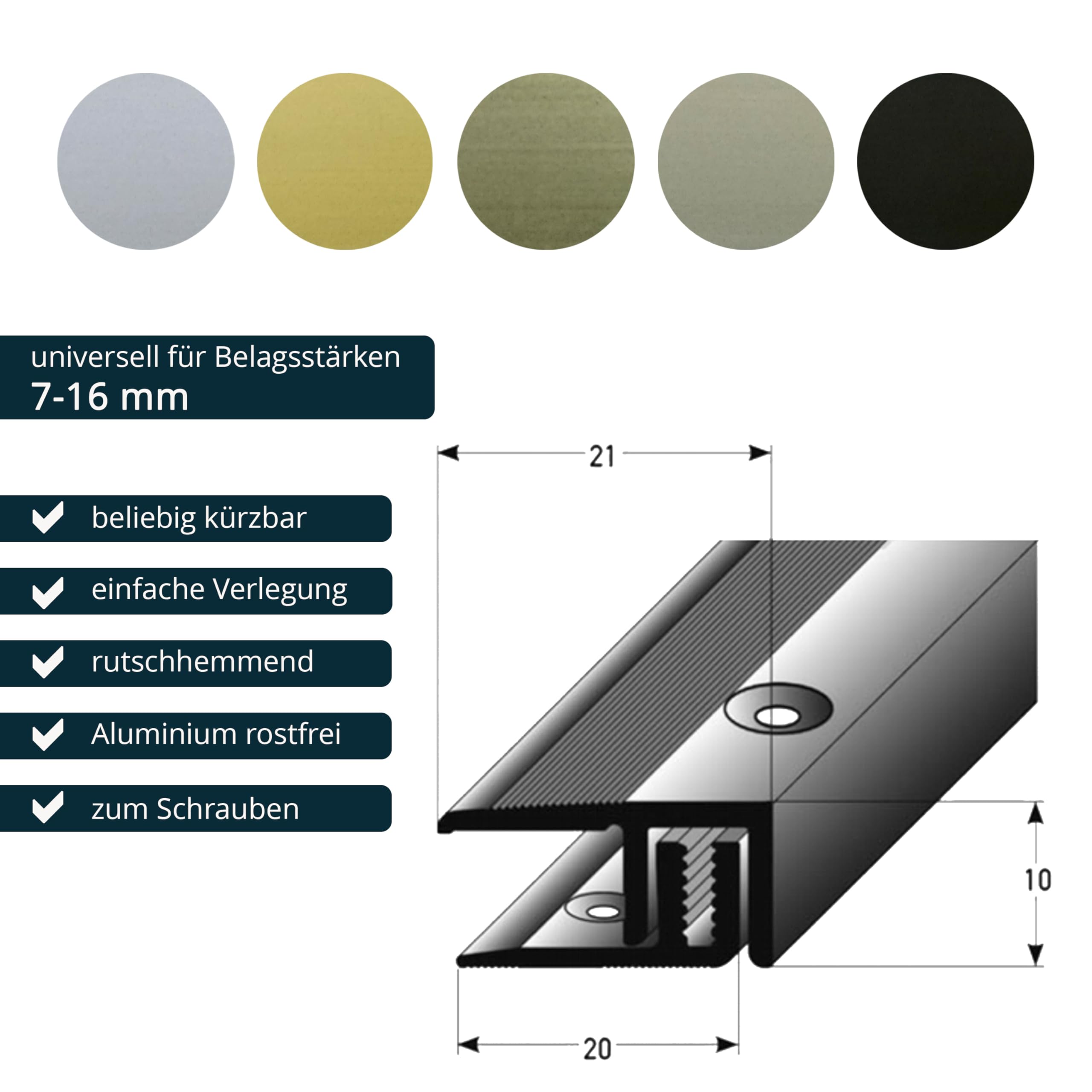 ufitec system profili do podłóg parkietowych i laminowanych, do podłóg o grubości od 7 do 15 mm