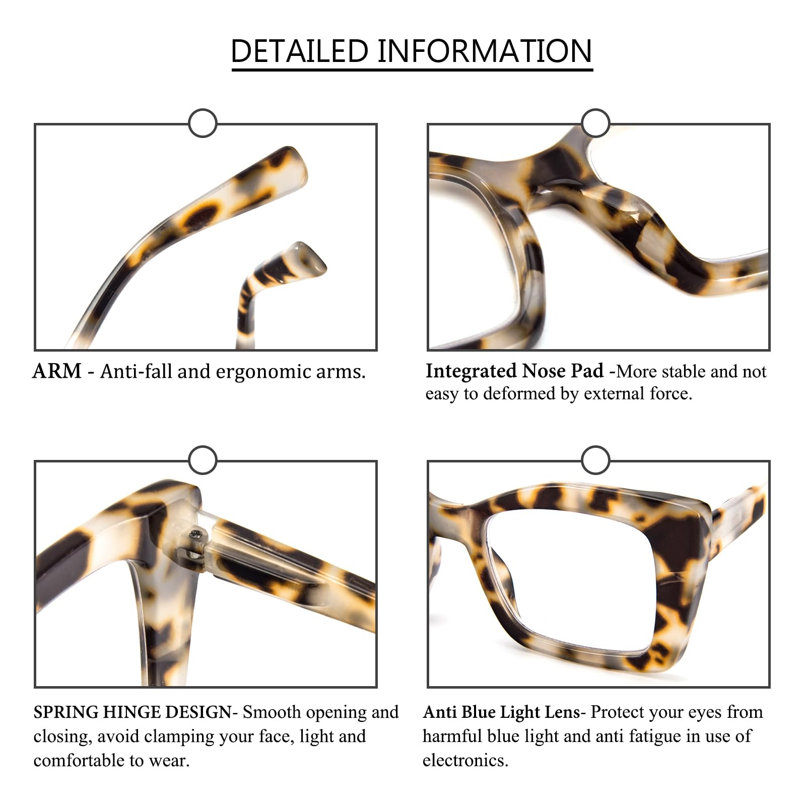 MMOWW Paquete de 2 gafas de lectura de gran tamaño para mujeres con montura cuadrada, estilo de moda, anti luz azul para mujeres y hombres +2.0