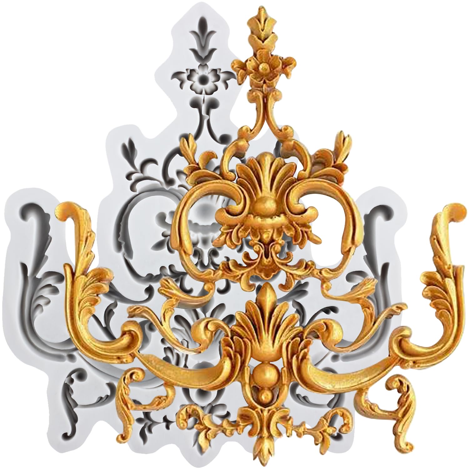 Sijiangmold Baroque Fondant Mould Curlicues Scroll Lace Silicone Mould