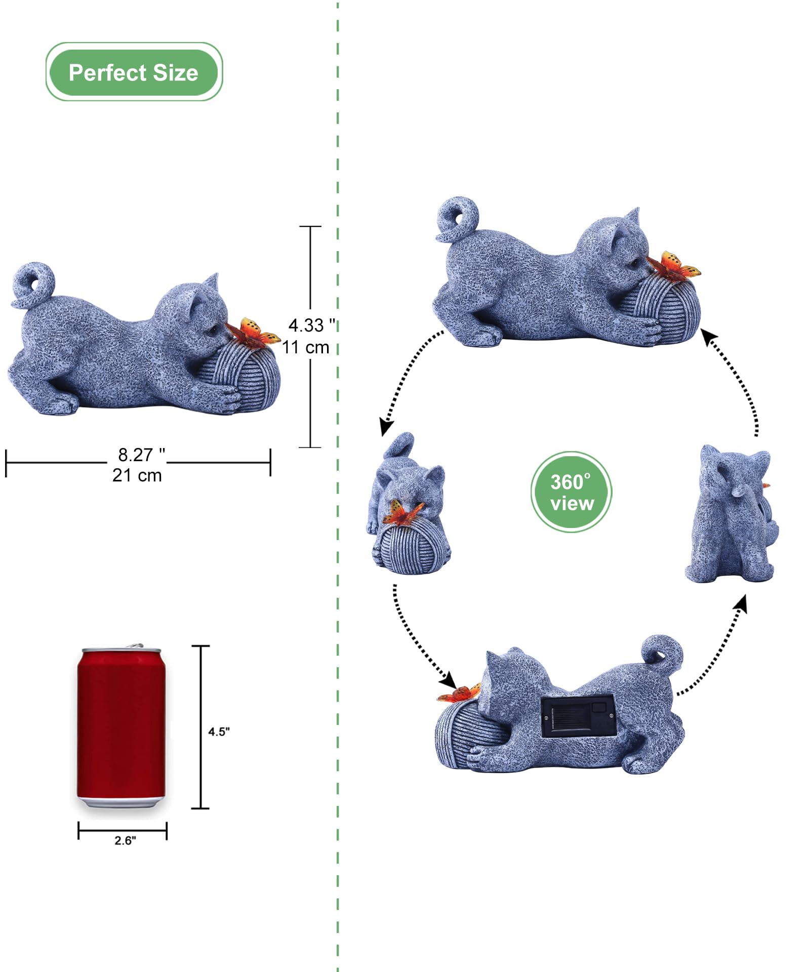 Statue Solaire En Forme De Chat Qui Attrape Le Fil Et Le
