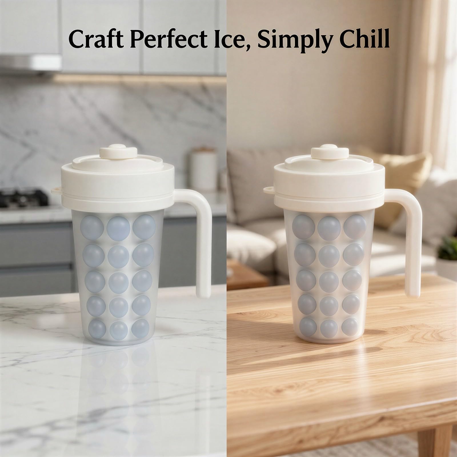 Eiswürfelbereiter-Becher mit flexibler Form und rundem Griff, tragbarer Cocktail-Eisbereiter für Whisky, Tee und Kaffee, Bubble-Design, gekühlter Trinkbecher für Zuhause, Outdoor-Camping und Party