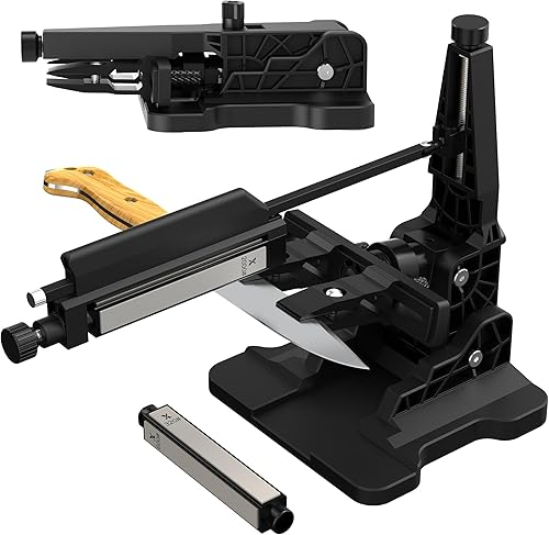 Miniatura 10 de Afilador de cuchillos portátil plegable XAR-FS1, sistema de afilado de ángulo ajustable con juego de piedras de diamante 240#, 400#, 800#, 2000#