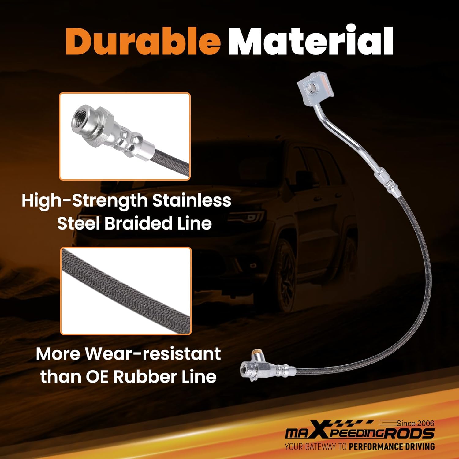 maXpeedingrods Extended Brake Lines for Ford F-150 Bronco 1980-1996 for 4-6" Lift, Front and Rear Stainless Steel, DOT Approved