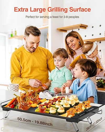 Miniatura 9 de Plancha eléctrica con panel táctil extraíble, IPX9 impermeable, apta para lavavajillas, calentamiento rápido de 1300 W en 10S, placa antiadherente