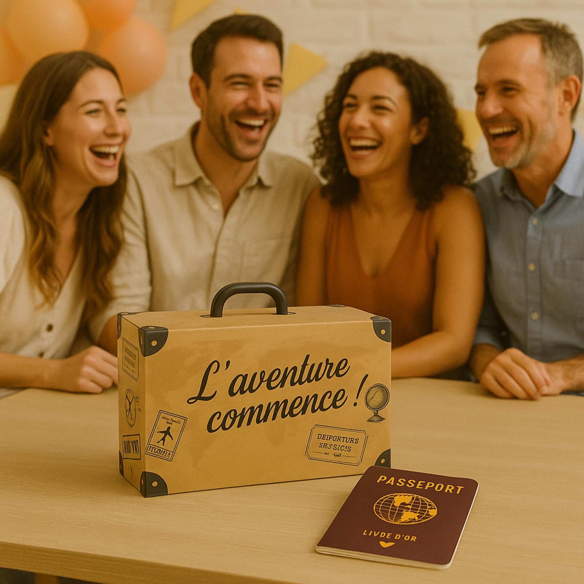 Urne Voyage Valise 30x20x10 cm avec Livre d’Or Passeport pour Mariage Décoration Thème Voyage