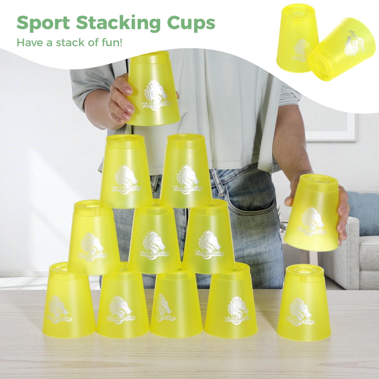 Speed Stacking Cup Set, 48 Stück, Kunststoff-Stapelbecher für Wettkampf- und Trainingsspiele, Mehrfarbig