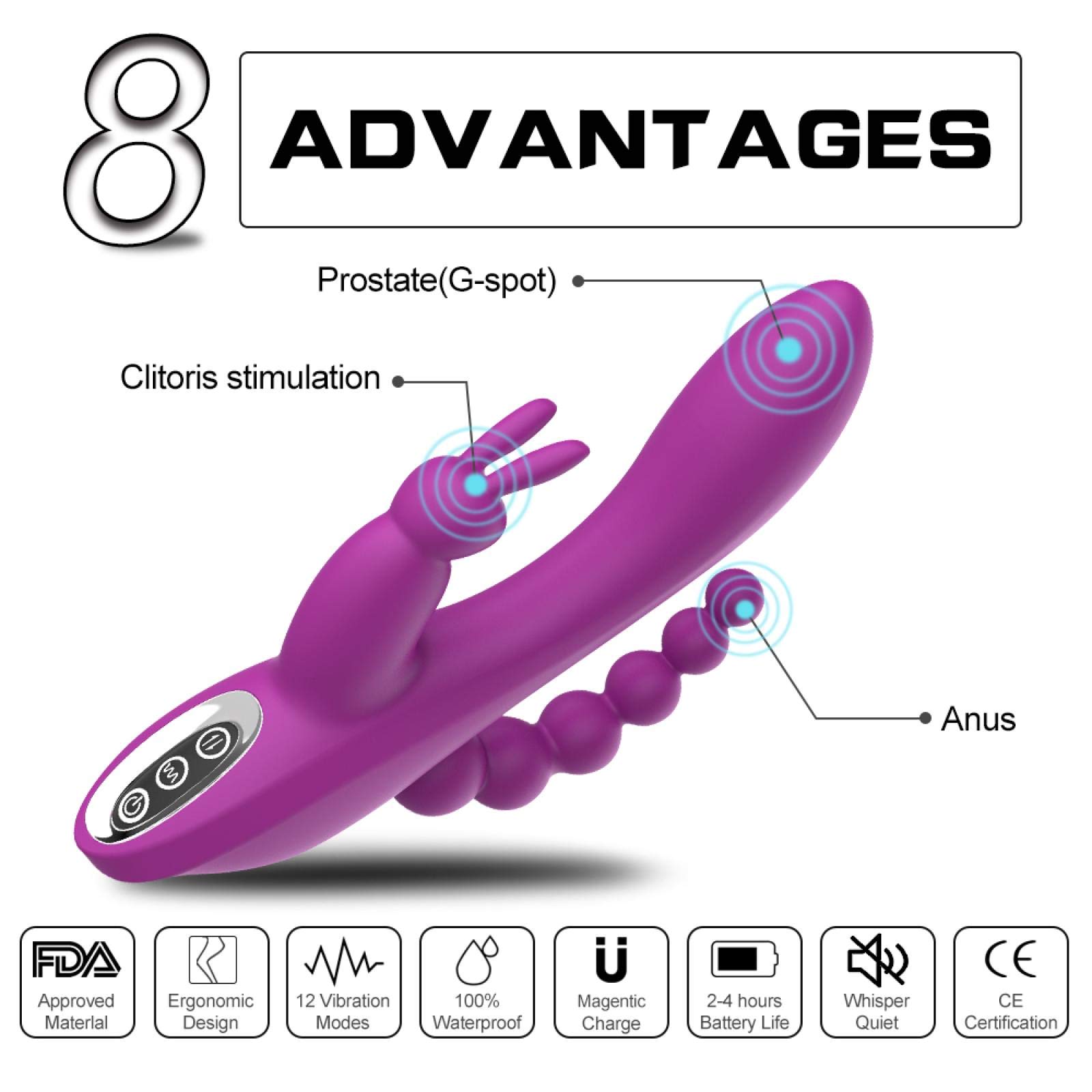 Conejo G Spot Clitoris estimulador pene Anal consolador vibrador Doble penetración Juguetes sexuales para Mujeres Parejas Adultas Producto Sexual