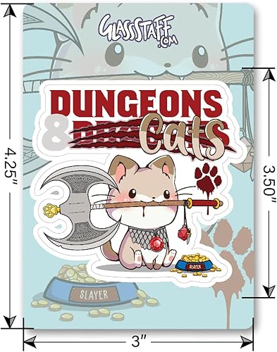 Miniatura 2 de Glassstaff - Calcomanías DND de mazmorras y gatos, lindas calcomanías divertidas de Calabozos y Dragones, calcomanías estéticas kawaii, calcomanías