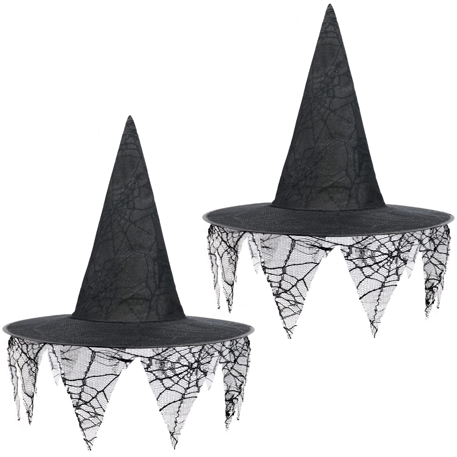 Lamdgbway Witch Hats for Halloween Party Fancy Lace Spooky Hat Cosplay Costume Accessories