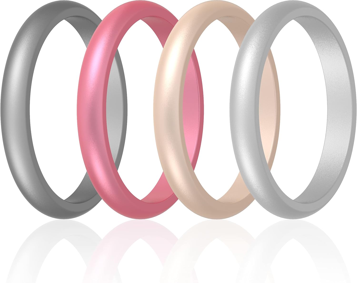 ThunderFit - Anillos de boda y de compromiso hechos de silicona, finos y apilables para mujer, 332de pulgada de ancho y 564de pulgada de grosor