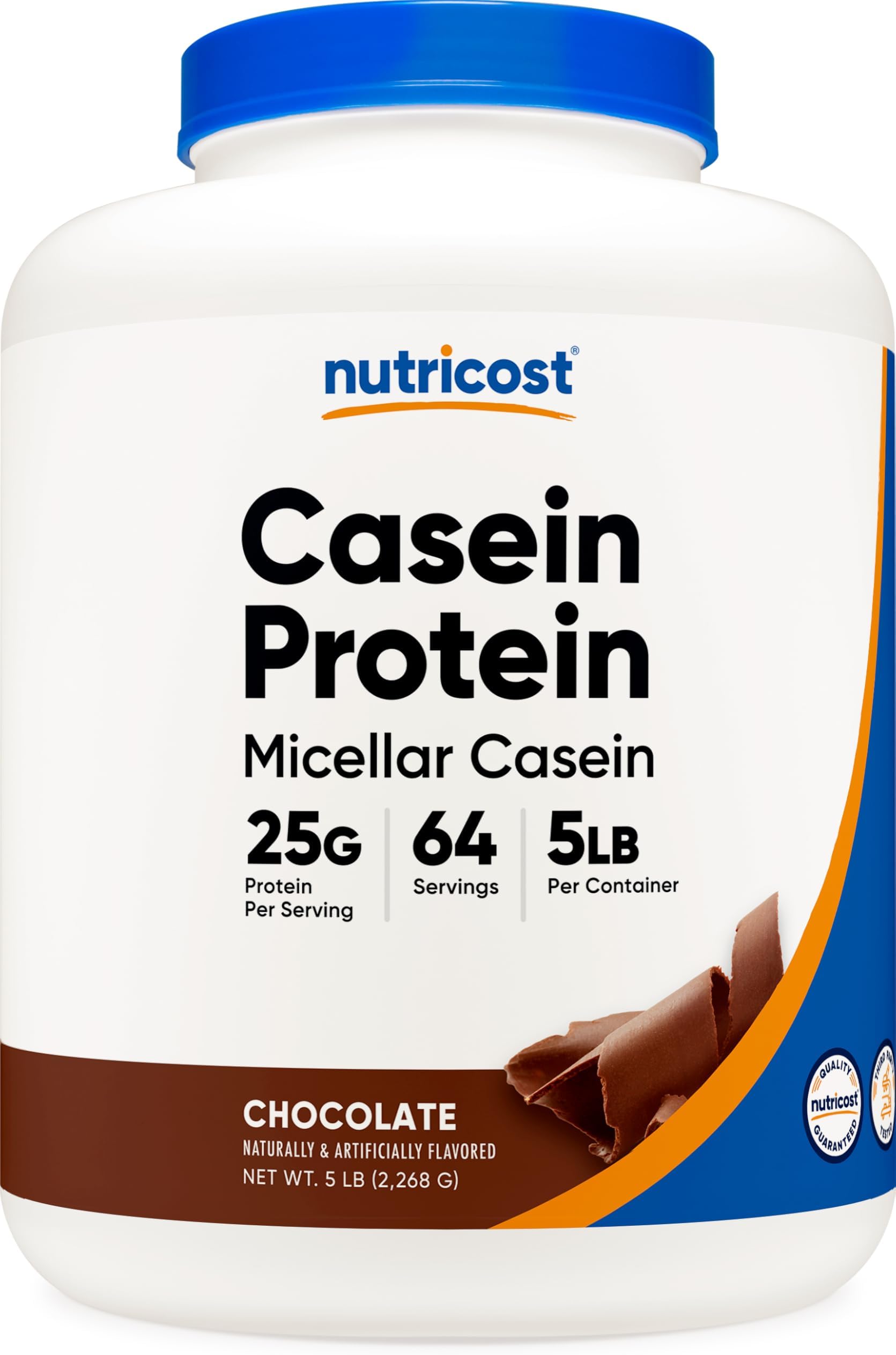 Casein Protein Powder - Micellar Casein, Gluten Free, Non-GMO (5 Pound, Chocolate)