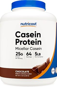 Nutricost Casein Protein Powder 5lb Chocolate | Micellar Casein, Gluten Free, GMO-Free