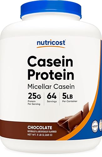 Nutricost Casein Protein Powder 5lb Chocolate - Micellar Casein, Gluten Free, Non-GMO - Chocolate - 5 Pound (Pack of 1)