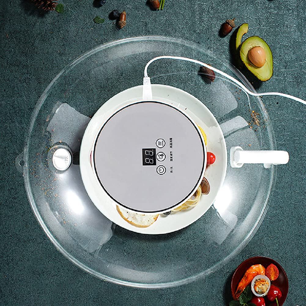 Calentador Platos eléctrico para Calentar Alimentos, Tapa para Platos con Control Temperatura Ajustable, Calentador Platos Cocina Extragrande, cúpula Caliente para Comedor